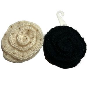 3/$15 or 5/$20 Cream and black knit flower appliqués
